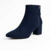 Ladies Navy Suede Block-Heel Ankle Boots with Back Zip