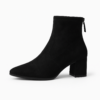 Elegant Black Faux-Suede Block-Heel Ankle Boots for Women