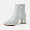 Ladies Rhinestone Ankle Boots with Block Heels ? Silver