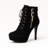 Ladies Black Suede Lace-Up Platform Stiletto Ankle Boots