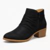 LifeStride Black Ruched Ankle Boots for Women, Block Heel
