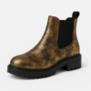Ladies Gold Metallic Chelsea Boots with Lug Sole, Ankle-Length