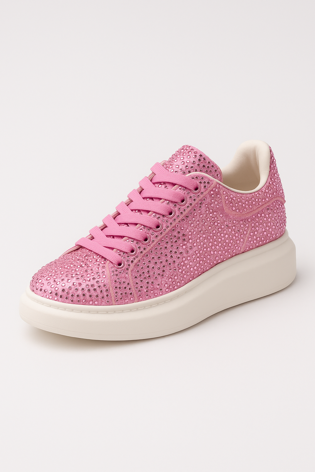 Pink rhinestone platform sneakers for ladies ? glam casual