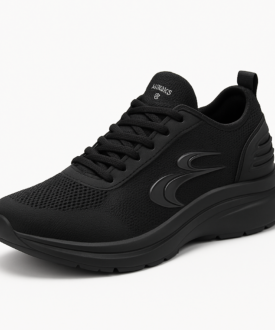 Black Walking Shoes with Air Cushion Heel