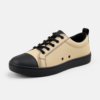 Ladies Canvas Lace-Up Sneakers with Rubber Toe Cap – Beige/Black