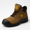 Men’s brown mid-ankle work boots with rugged outsole