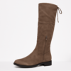 Ladies over-the-knee suede-look flat boots with side zipper (taupe)