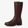 Ladies Brown Knee-High Riding Boots with Side Zip & Buckle