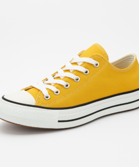 Unisex Yellow Low-Top Canvas Sneakers with Rubber Toe Cap