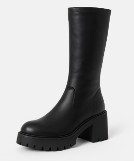 Black Stretch Long Sole Boots for Women