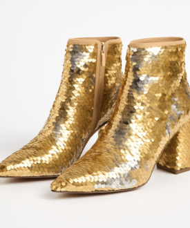 Alternative view of Ladies sequin ankle boots with block heel ? gold & silver glam