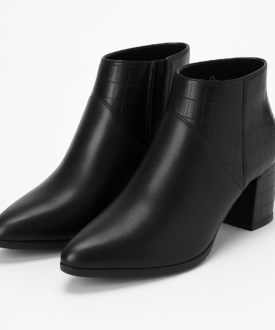 Alternative view of Allegra K Ladies Black Pointed Toe Block Heel Ankle Boots