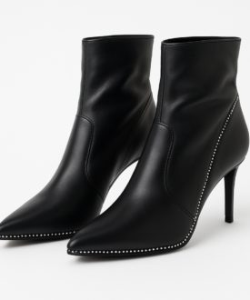 Alternative view of Ladies Black Studded Stiletto Ankle Boots, Pointed Toe Heels