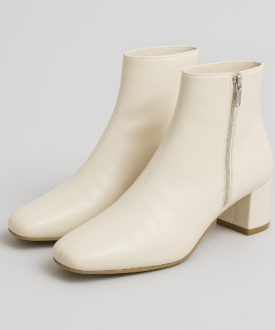 Alternative view of Ladies Off-White Square-Toe Block Heel Zip Ankle Boots
