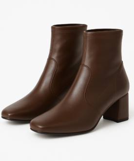 Alternative view of Ladies brown block-heel ankle boots with square toe