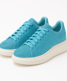 Alternative view of Turquoise Rhinestone Lace-Up Unisex Sneakers