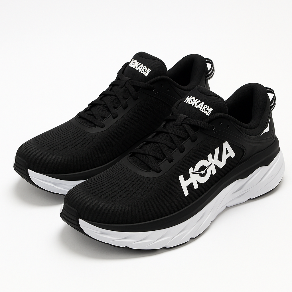 HOKA ONE ONE Bondi Black/White Max-Cushion Running Shoe - Image 2