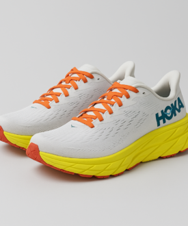 Alternative view of HOKA Clifton Women’s Road-Running Shoes – White/Yellow/Teal