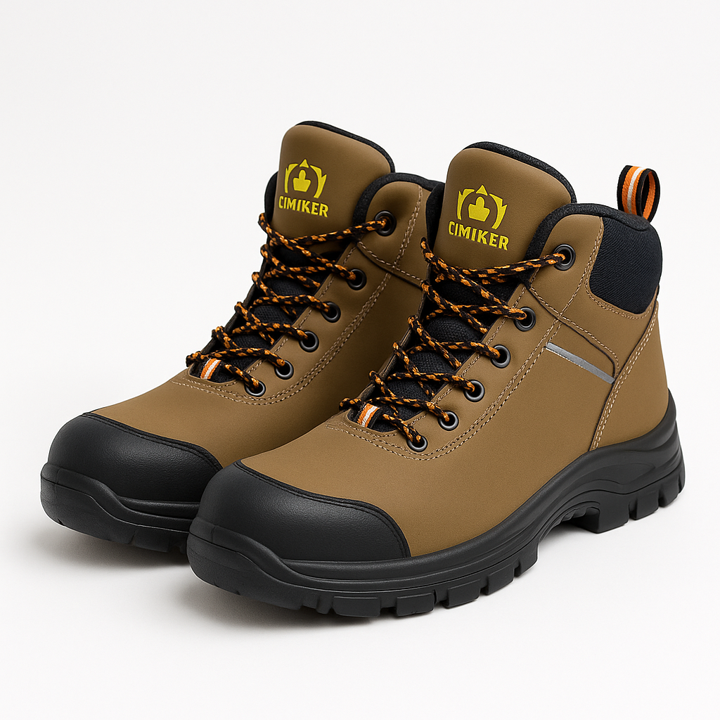 Men’s brown mid-ankle work boots with rugged outsole - Image 2