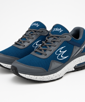 Alternative view of Gdefy Men’s Cushioned Running Sneakers with Shock Heel – Blue/Grey