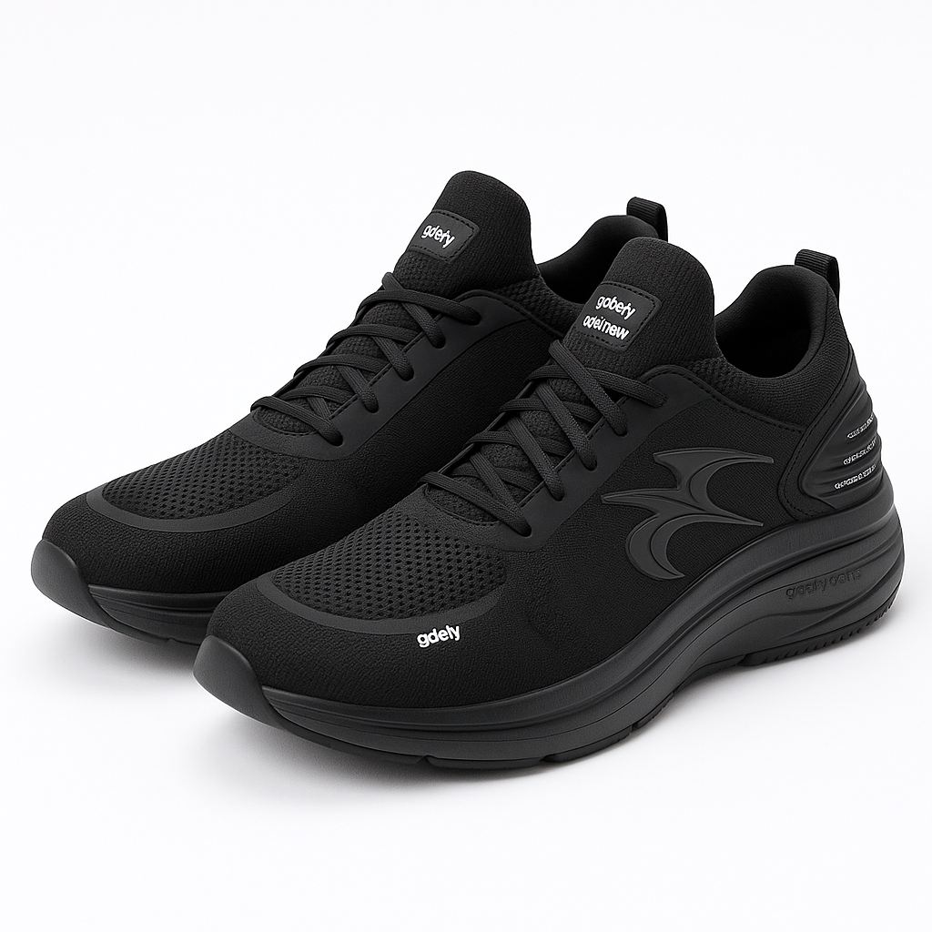 gdefy Men’s Black Walking Sneakers with Cushioned Support - Image 2