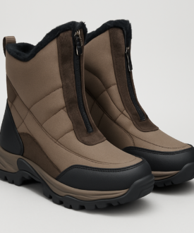 Alternative view of Men’s Brown Mid-Ankle Winter Boots with Front Zip