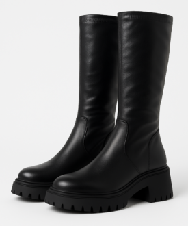 Alternative view of Black Stretch Long Sole Boots for Women