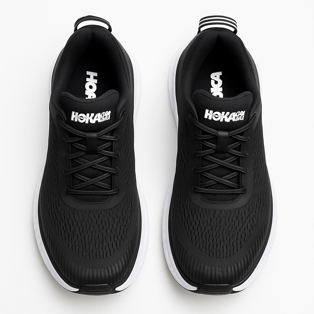 HOKA ONE ONE Bondi Black/White Max-Cushion Running Shoe - Image 3