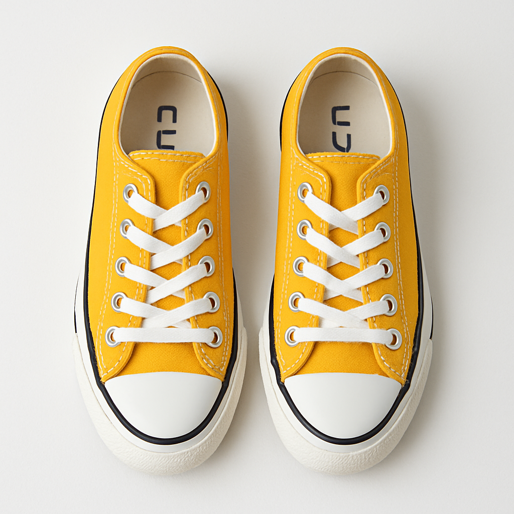 Unisex Yellow Low-Top Canvas Sneakers with Rubber Toe Cap - Image 3