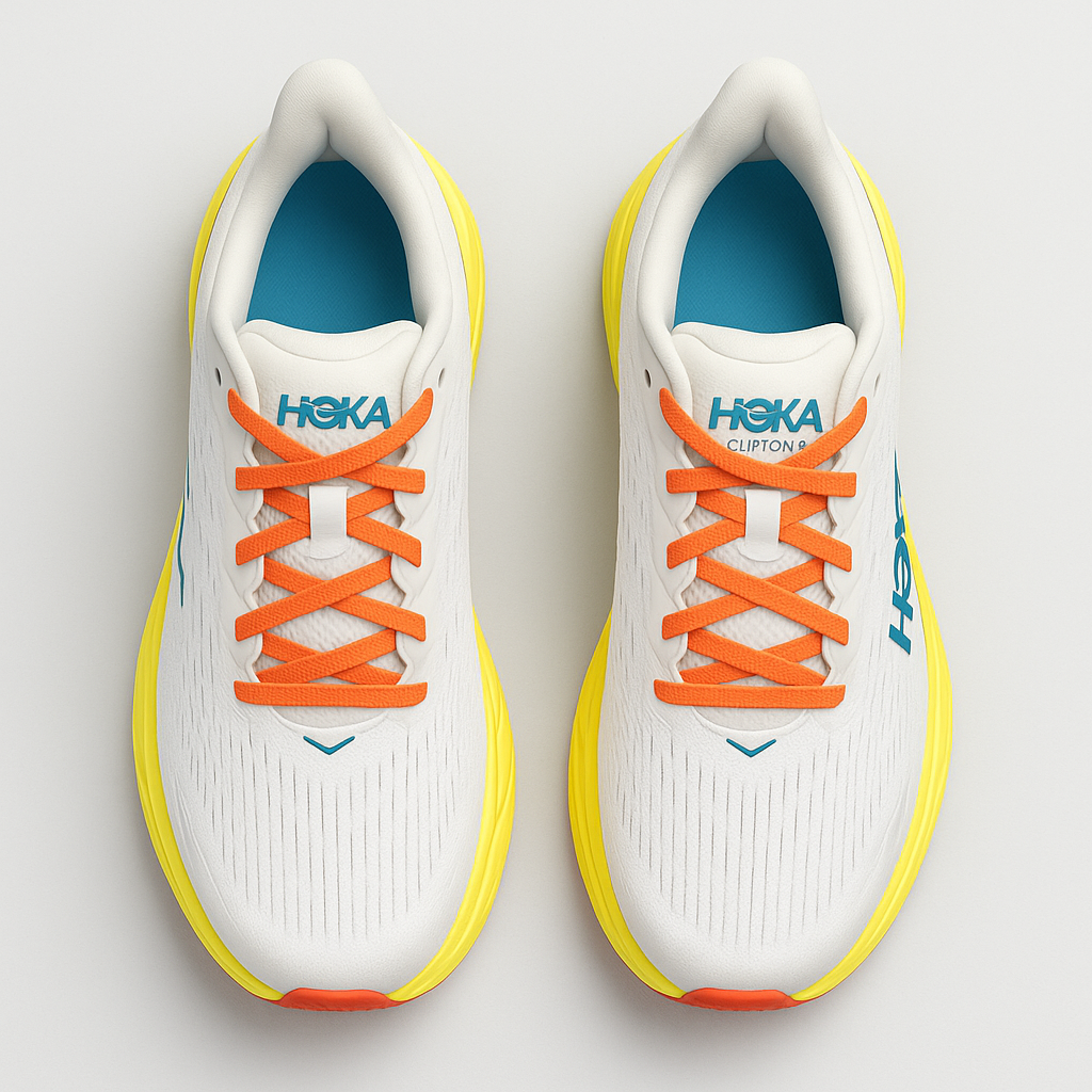 HOKA Clifton Women’s Road-Running Shoes – White/Yellow/Teal - Image 3