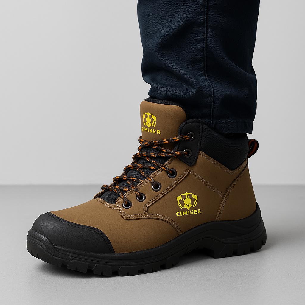 Men’s brown mid-ankle work boots with rugged outsole - Image 3