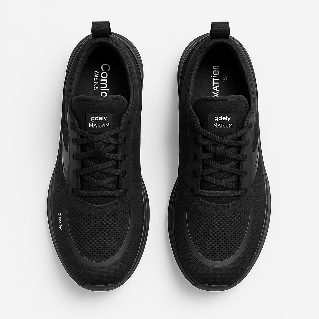 gdefy Men’s Black Walking Sneakers with Cushioned Support - Image 3