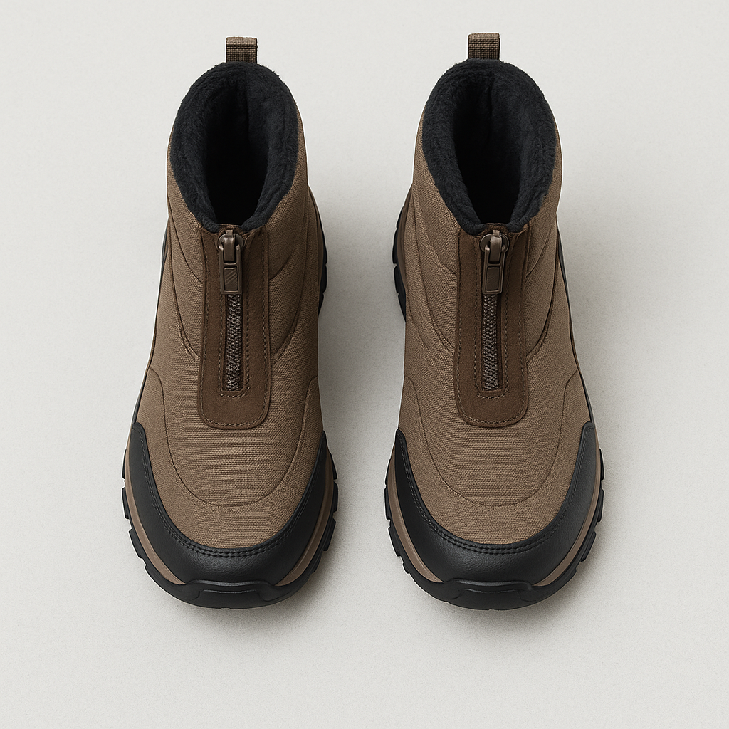 Men’s Brown Mid-Ankle Winter Boots with Front Zip - Image 3