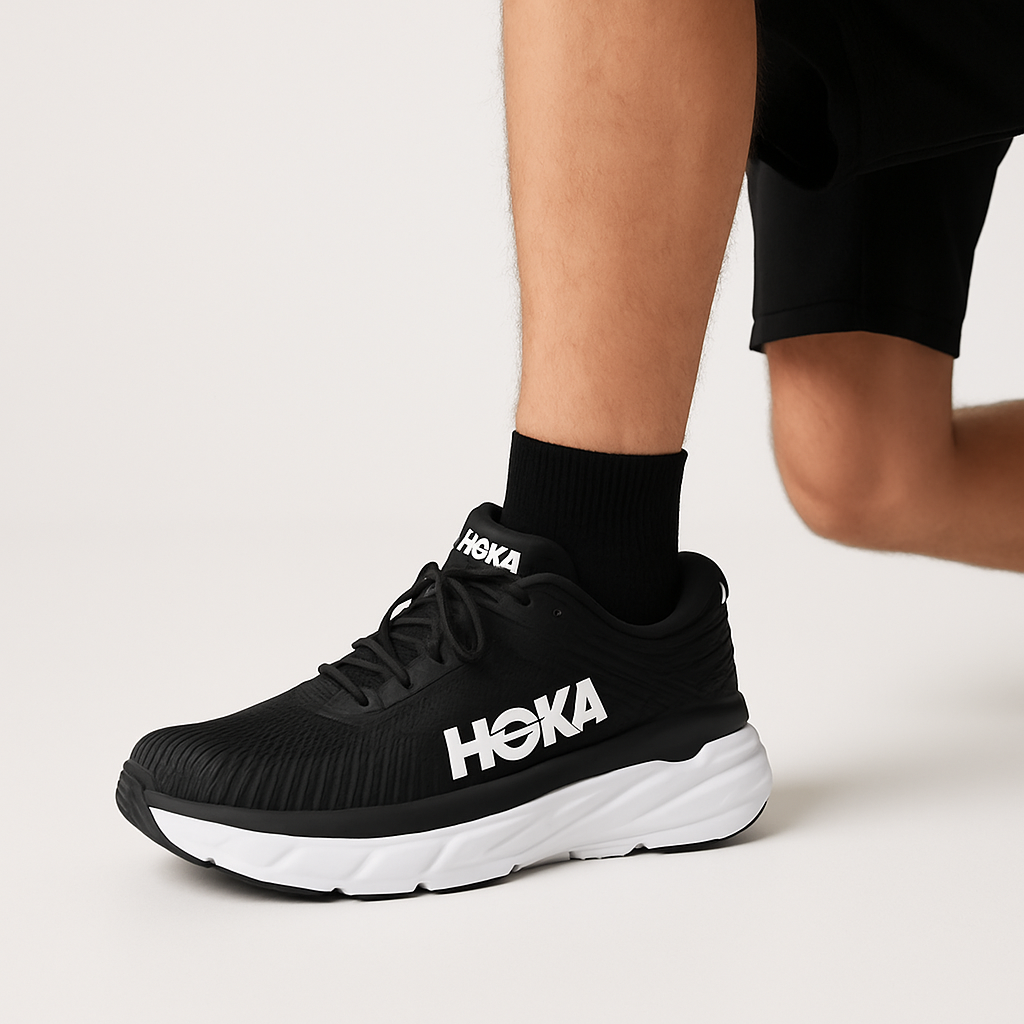 HOKA ONE ONE Bondi Black/White Max-Cushion Running Shoe - Image 4